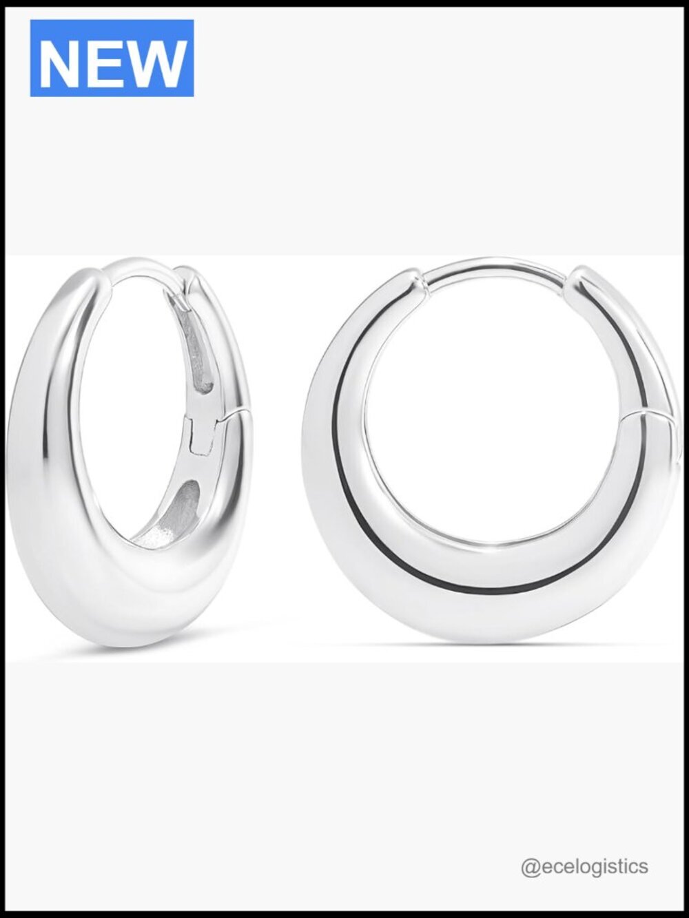 Chunky Hoop Earrings - Lightweight 20mm Small Silver